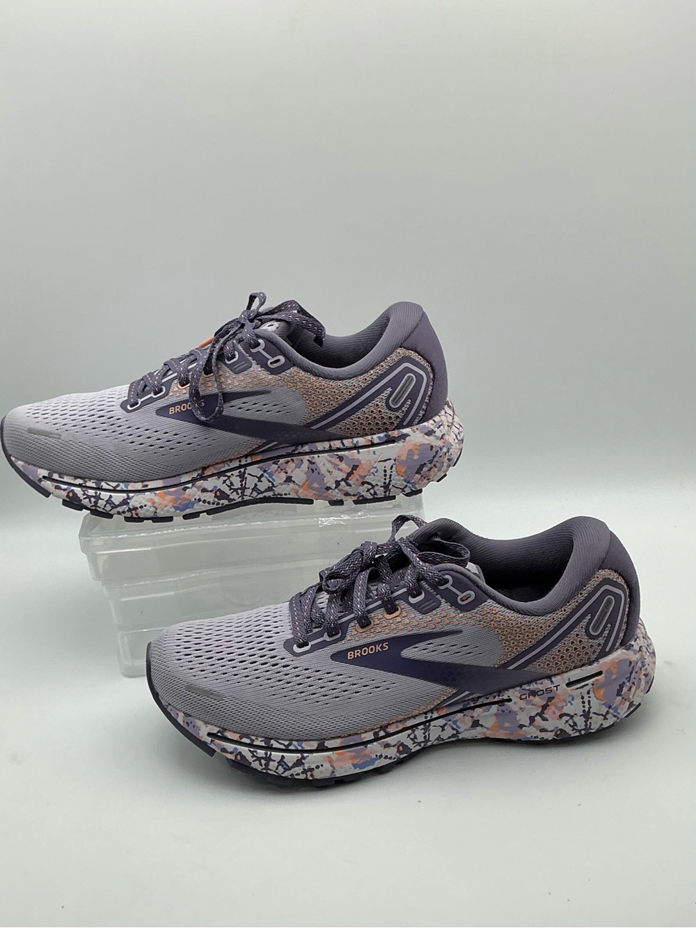 Brooks Ghost 14 Women’s Size 7 Running Shoes Gray Purple Splatter
